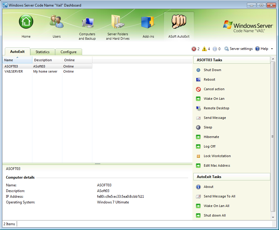 AutoExit For Windows Home Server/SBSe 2011